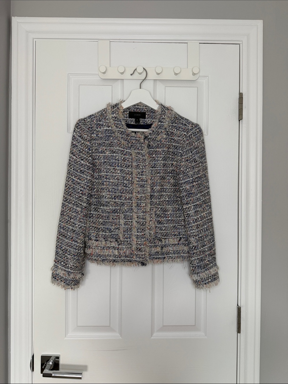 J. Crew Multicolor Tweed Fringe Boxy Jacket